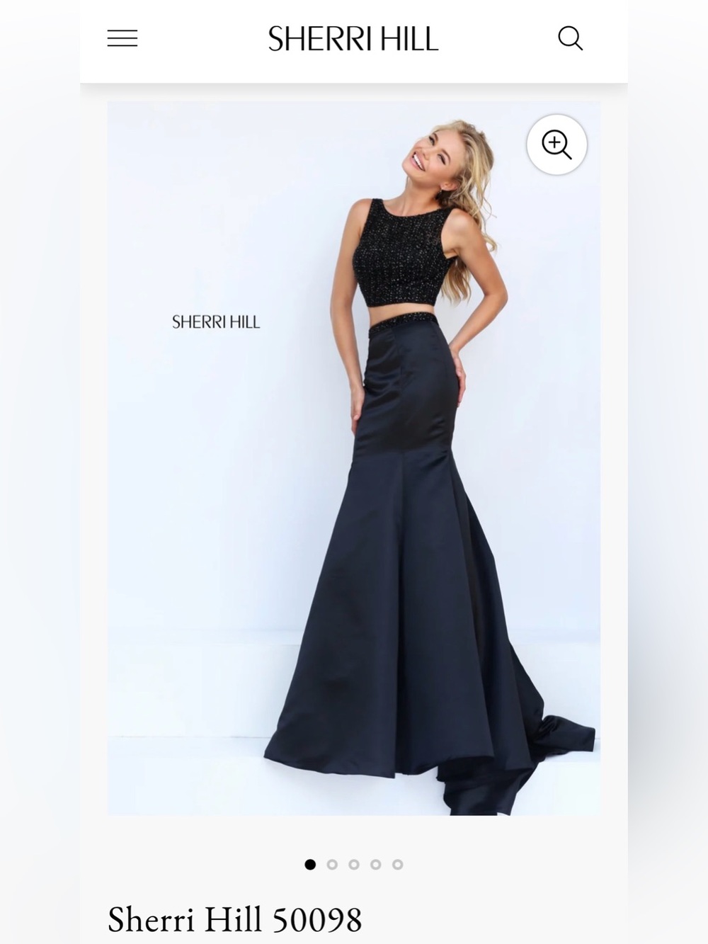 Sherri Hill Black Beaded Two-Piece Mermaid Evening Gown